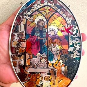AMIA HAND PAINTED STAINED GLASS NATIVITY SUN CATCHER